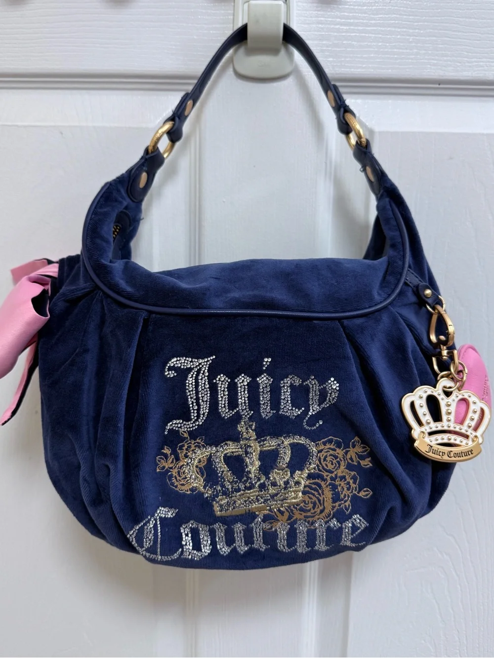 Juicy Couture Royal Bloom Hobo Bag in Atlantis Blue w/Charms & Bow